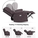 Oversized Padded Swivel Rocking Recliner Chair with Heat and Massage  Comfy Faux Leather Swivel Rocker Reclining Single Sofa for Adults