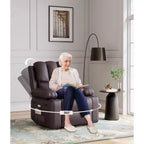 Oversized Padded Swivel Rocking Recliner Chair with Heat and Massage  Comfy Faux Leather Swivel Rocker Reclining Single Sofa for Adults