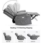 Oversized Padded Swivel Rocking Recliner Chair with Heat and Massage  Comfy Faux Leather Swivel Rocker Reclining Single Sofa for Adults