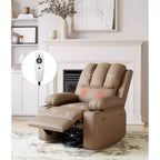 Oversized Padded Swivel Rocking Recliner Chair with Heat and Massage  Comfy Faux Leather Swivel Rocker Reclining Single Sofa for Adults