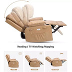 Oversized Padded Swivel Rocking Recliner Chair with Heat and Massage  Comfy Faux Leather Swivel Rocker Reclining Single Sofa for Adults