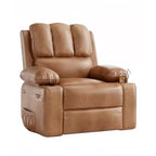 Oversized Padded Swivel Rocking Recliner Chair with Heat and Massage  Comfy Faux Leather Swivel Rocker Reclining Single Sofa for Adults