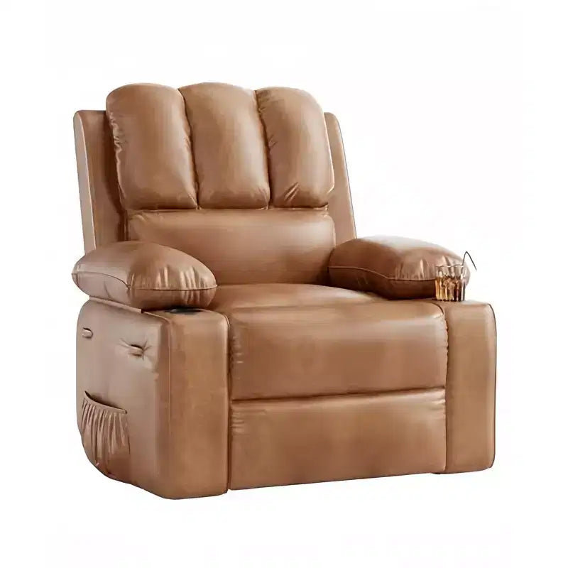 Oversized Padded Swivel Rocking Recliner Chair with Heat and Massage  Comfy Faux Leather Swivel Rocker Reclining Single Sofa for Adults