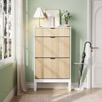2 Flip Drawers,Freestanding Hidden Slim Narrow Shoe Rack for Entryway, Shoe Storage Cabinet
