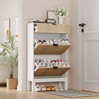 2 Flip Drawers,Freestanding Hidden Slim Narrow Shoe Rack for Entryway, Shoe Storage Cabinet
