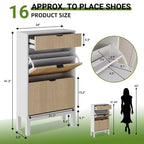 2 Flip Drawers,Freestanding Hidden Slim Narrow Shoe Rack for Entryway, Shoe Storage Cabinet