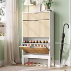 2 Flip Drawers,Freestanding Hidden Slim Narrow Shoe Rack for Entryway, Shoe Storage Cabinet