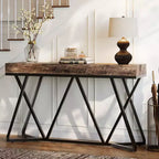 Lantine 55 Console Tables for Entryway, Industrial Wooden Sofa Table, Entryway Furniture with Geometric Metal Base for Living Room, Hallway