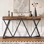 Lantine 55 Console Tables for Entryway, Industrial Wooden Sofa Table, Entryway Furniture with Geometric Metal Base for Living Room, Hallway