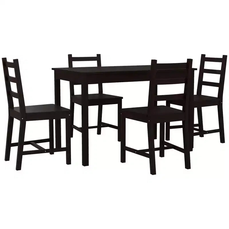 Okak 5-Piece Modern Style Dining Table Set & Flated Back Chairs for Kitchen,Dining Room,Vintage Dinette Set with Solid Wood Frame