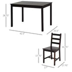 Okak 5-Piece Modern Style Dining Table Set & Flated Back Chairs for Kitchen,Dining Room,Vintage Dinette Set with Solid Wood Frame