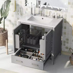 30 Bathroom Vanity with Single Sink, Combo Cabinet Undermount Sink, Bathroom Storage Cabinet with 2 Doors and a Drawer, Soft Closing
