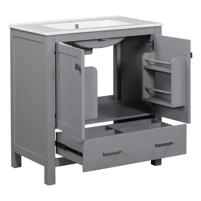 30 Bathroom Vanity with Single Sink, Combo Cabinet Undermount Sink, Bathroom Storage Cabinet with 2 Doors and a Drawer, Soft Closing