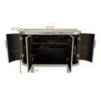 Modern Accent Storage Cabinet, Curved Sideboard Buffet Cabinet with 4 Doors, Adjustable Shelves, Coffee Bar Cabinet for Living Room, Hallway