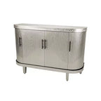 Modern Accent Storage Cabinet, Curved Sideboard Buffet Cabinet with 4 Doors, Adjustable Shelves, Coffee Bar Cabinet for Living Room, Hallway