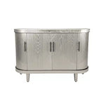 Modern Accent Storage Cabinet, Curved Sideboard Buffet Cabinet with 4 Doors, Adjustable Shelves, Coffee Bar Cabinet for Living Room, Hallway