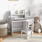 Whisen Kids Desk and Chair Set with Storage, Study Desk with Chair for Children 5-8 Years Old, Gift for Kids - Gray