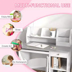 Whisen Kids Desk and Chair Set with Storage, Study Desk with Chair for Children 5-8 Years Old, Gift for Kids - Gray