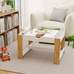Whisen Kids 2 in 1 Play Table with 7 Storage Compartments, Compatible with LEGO Building Block - White & Green