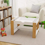 Whisen Kids 2 in 1 Play Table with 7 Storage Compartments, Compatible with LEGO Building Block - White & Green