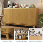 58 Fluted Sideboard Buffet Cabinet with 3 Doors & Adjustable Shelves  Farmhouse Curved Wood Console Table, Coffee Bar Storage Cabinet Cupboard