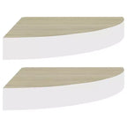 Wall Corner Shelf Set of 2 Oak and white Honeycomb MDF, metal