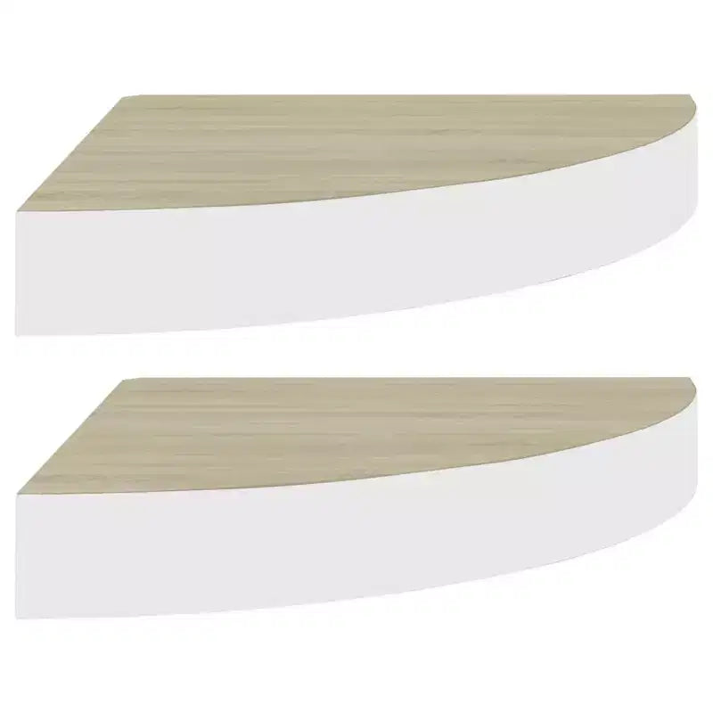 Wall Corner Shelf Set of 2 Oak and white Honeycomb MDF, metal