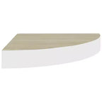 Wall Corner Shelf Set of 2 Oak and white Honeycomb MDF, metal
