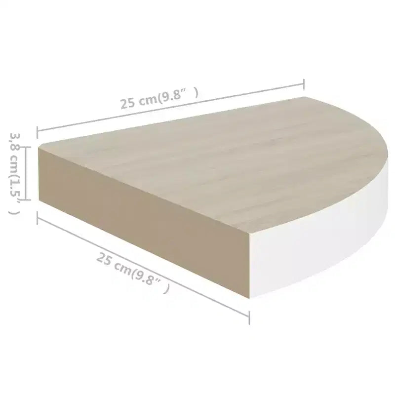 Wall Corner Shelf Set of 2 Oak and white Honeycomb MDF, metal