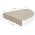 Wall Corner Shelf Set of 2 Oak and white Honeycomb MDF, metal