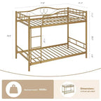 COZONY Twin Over Twin Bunk Bed, Heavy Duty Metal Frame Full Length Guardrails 400 LBS Capacity