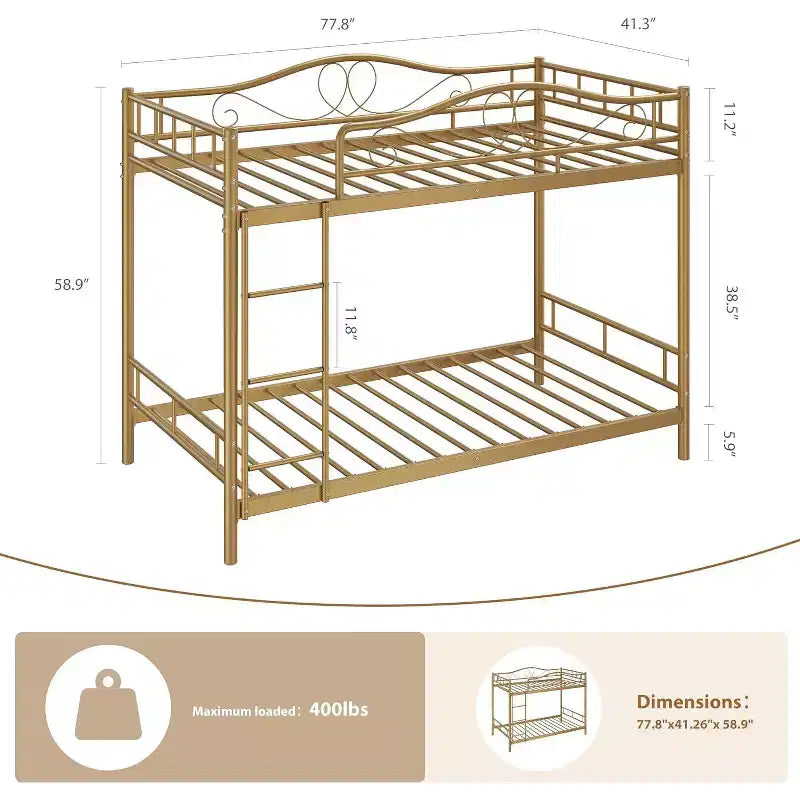 COZONY Twin Over Twin Bunk Bed, Heavy Duty Metal Frame Full Length Guardrails 400 LBS Capacity