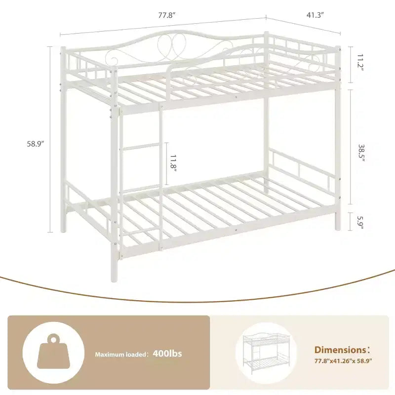 COZONY Twin Over Twin Bunk Bed, Heavy Duty Metal Frame Full Length Guardrails 400 LBS Capacity