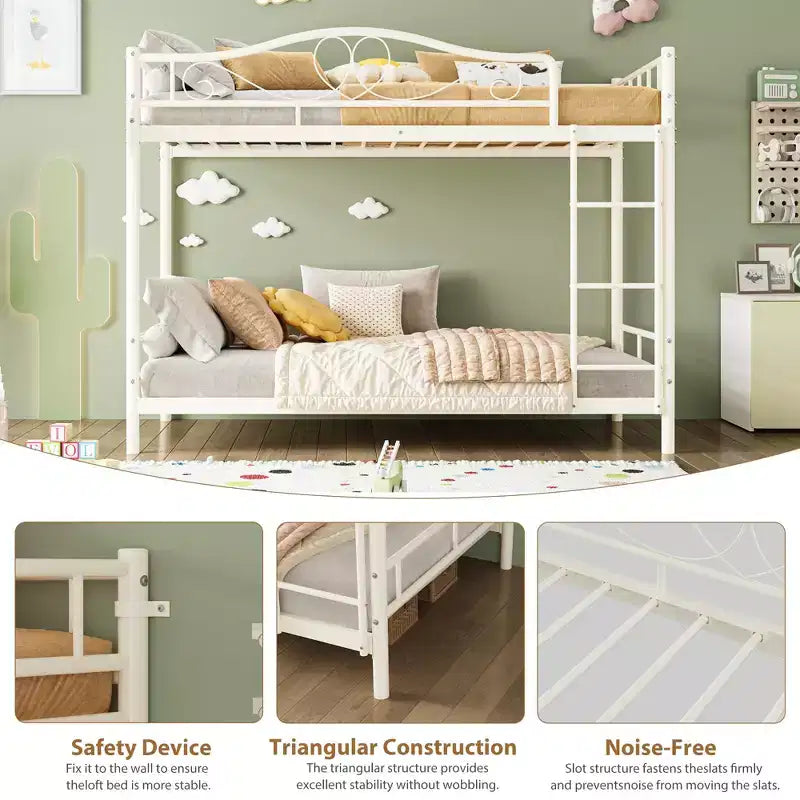 COZONY Twin Over Twin Bunk Bed, Heavy Duty Metal Frame Full Length Guardrails 400 LBS Capacity