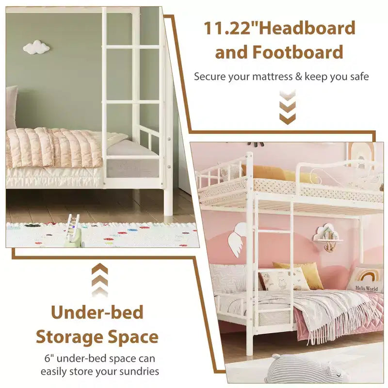 COZONY Twin Over Twin Bunk Bed, Heavy Duty Metal Frame Full Length Guardrails 400 LBS Capacity