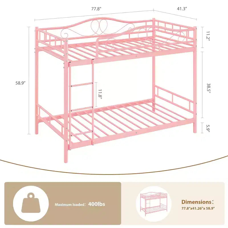 COZONY Twin Over Twin Bunk Bed, Heavy Duty Metal Frame Full Length Guardrails 400 LBS Capacity