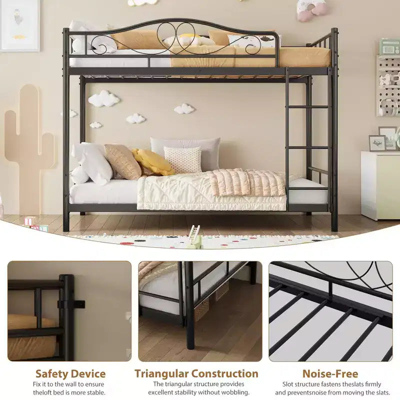 COZONY Twin Over Twin Bunk Bed, Heavy Duty Metal Frame Full Length Guardrails 400 LBS Capacity