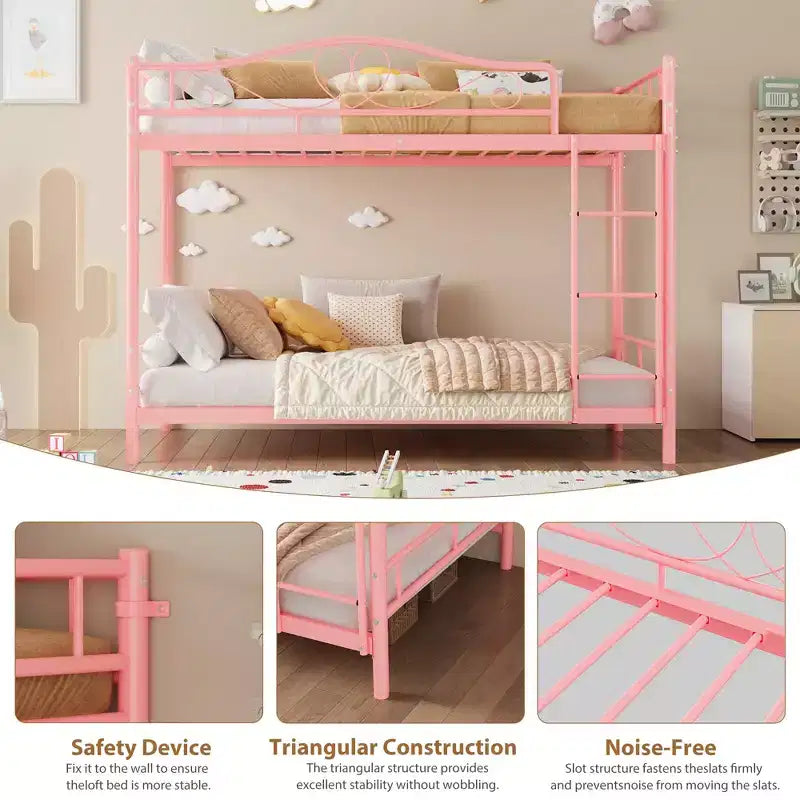 COZONY Twin Over Twin Bunk Bed, Heavy Duty Metal Frame Full Length Guardrails 400 LBS Capacity