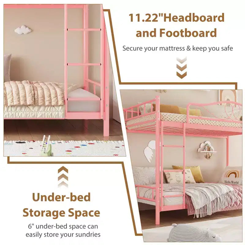 COZONY Twin Over Twin Bunk Bed, Heavy Duty Metal Frame Full Length Guardrails 400 LBS Capacity