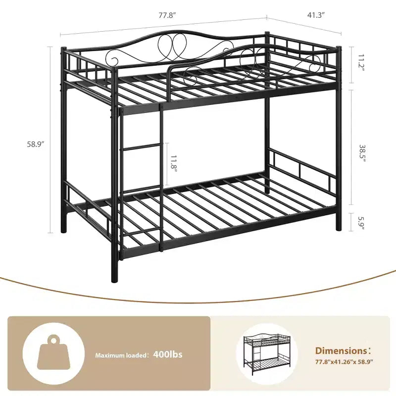 COZONY Twin Over Twin Bunk Bed, Heavy Duty Metal Frame Full Length Guardrails 400 LBS Capacity