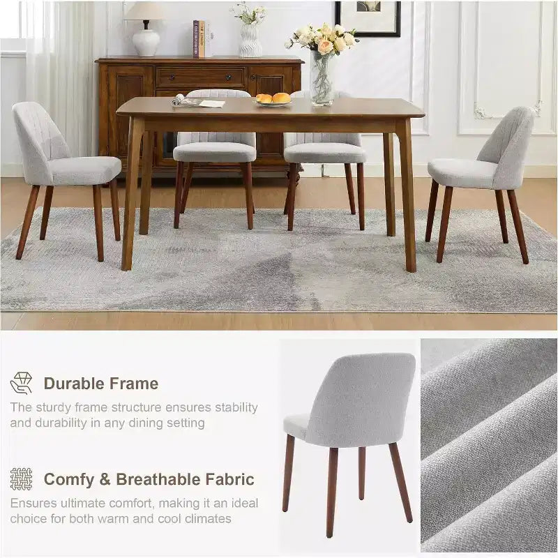 Wooden Dining Chairs, Modern Fabric Side Dinner Chair, Upholstered, for Kitchen, Dining Room, Restaurant