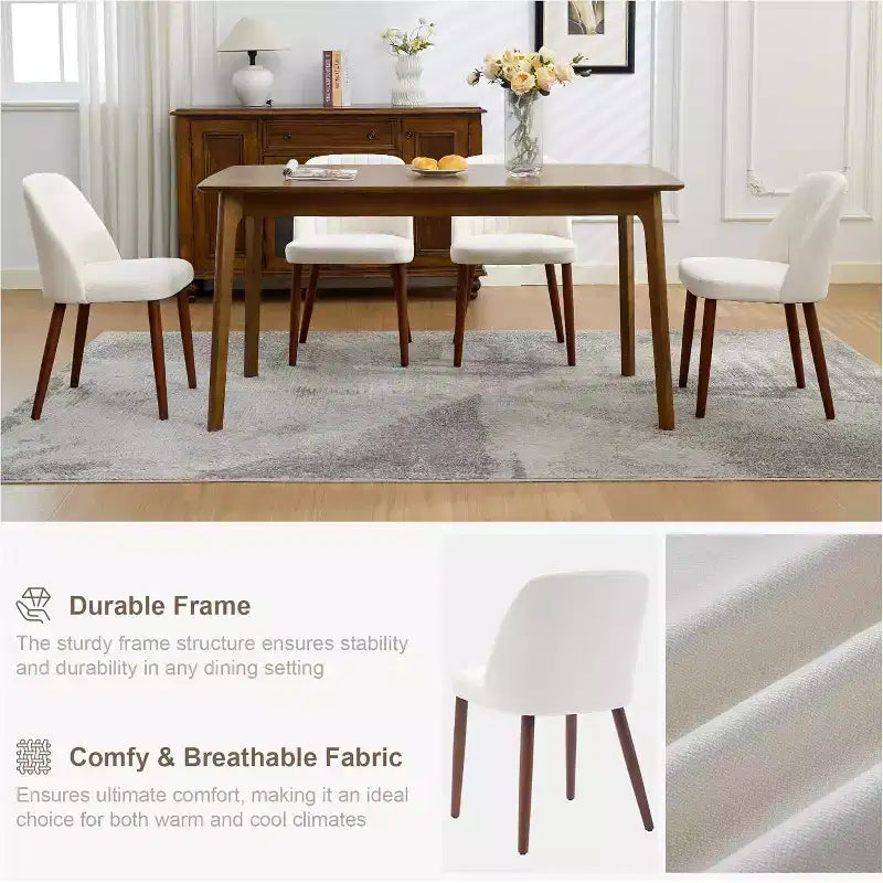 Wooden Dining Chairs, Modern Fabric Side Dinner Chair, Upholstered, for Kitchen, Dining Room, Restaurant