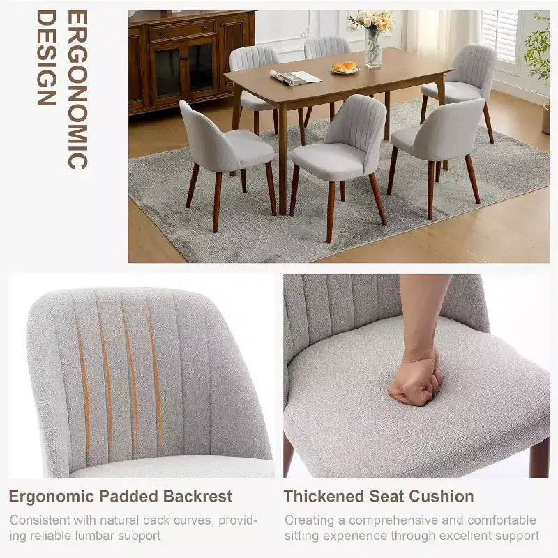 Wooden Dining Chairs, Modern Fabric Side Dinner Chair, Upholstered, for Kitchen, Dining Room, Restaurant