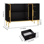 Sideboard Buffet Cabinet with LED Light, Kitchen Storage with 3 Fluted Drawers & Glass Doors, Accent Cabinet Cupboard Buffet Table with Storage