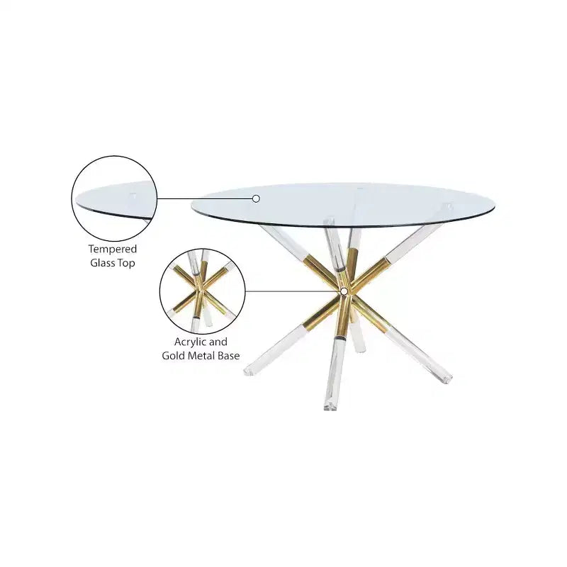 Meridian Furniture,Mercury Acrylic/Gold Dining Table