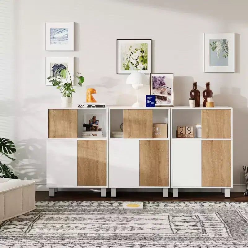 Storage Sideboard Buffet Cabinet with Sliding Doors Adjustable Shelves,Floor Standing Display Cabinet, Bookshelf for Living Room
