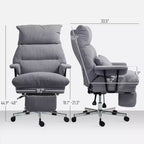 Executive Office Chair with Lumbar Support, Footrest, High Back Reclining Overstuffed Desk Chair with