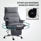 Executive Office Chair with Lumbar Support, Footrest, High Back Reclining Overstuffed Desk Chair with