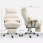 Executive Office Chair with Lumbar Support, Footrest, High Back Reclining Overstuffed Desk Chair with