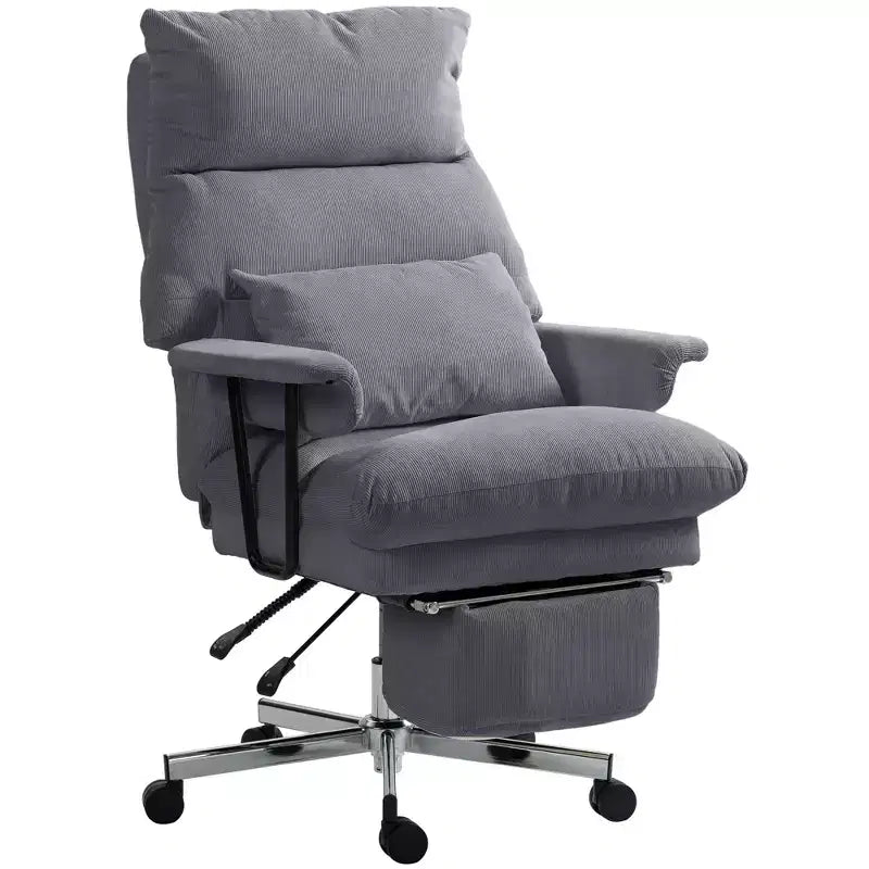 Executive Office Chair with Lumbar Support, Footrest, High Back Reclining Overstuffed Desk Chair with